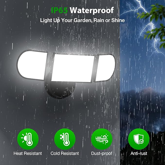 iMaihom 130W Led Flood Light OutdoorDusk to Dawn Outdoor Lighting 13000LM Outdoor Lights 3 Adjustable Heads Security Lights with Photocell IP65 Waterproof 6500K Outside Flood Light for Yard Garage