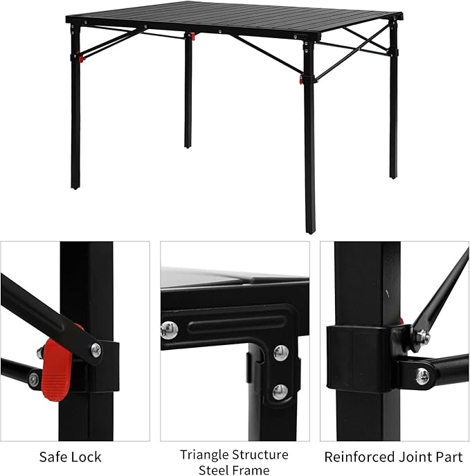 KingCamp Lightweight Compact Folding Camping TableStable Aluminum Alloy Folding Roll up Table for 4-6 Person for Picnic Camping Barbecue and PartyPortable Multifunctional Table with Carry Bag