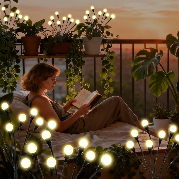 ALSO GO Solar Lights Outdoor 6 Pack 48 LEDs Firefly Lights Waterproof Solar Garden Light for Yard Patio Pathway Outdoor Decoration Gardening Gifts for Women Christmas Decor