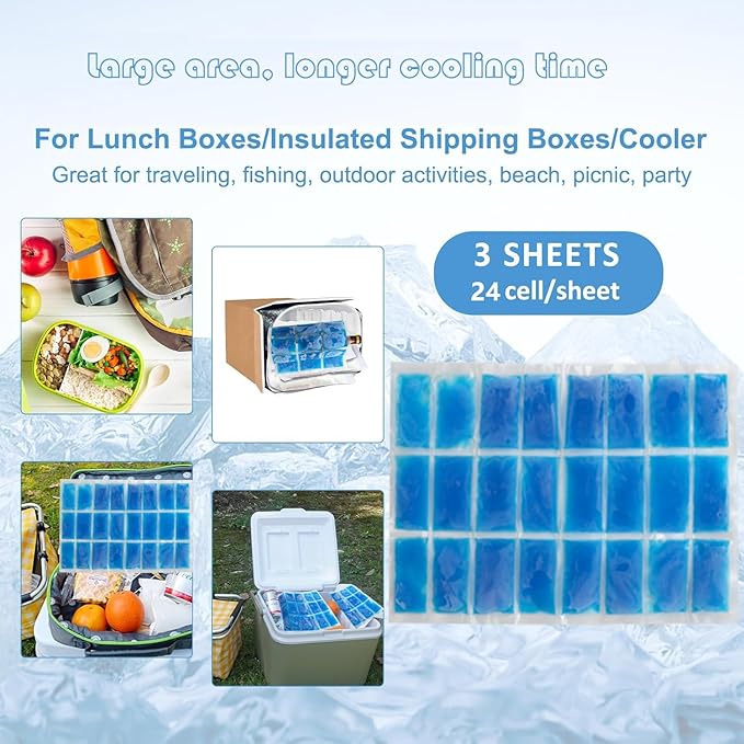 SportEmblema Reusable Ice Pack for Lunch Boxes 2 Pack Large Ice Pack Blanket Cooler Easy to Cut Ice Sheet for Lunch Bag 14.76x10.43 Long Lasting Freeze Ice Packs for Meal Prep Non-Toxic BPA Free