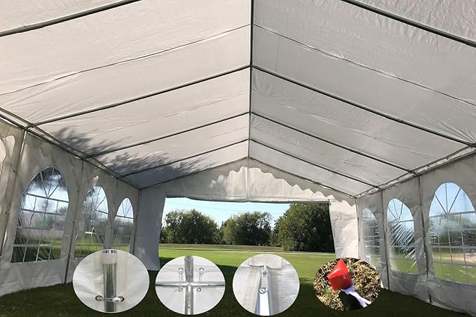 DELTA 40'x16' Budget PE Party Tent + 2 Long Bags + 2 Short Bags Heavy Duty Outdoor Event Canopy Tents Wedding Garden Shelter Pavilion Gazebo with Galvanized Steel Structure and Waterproof Top