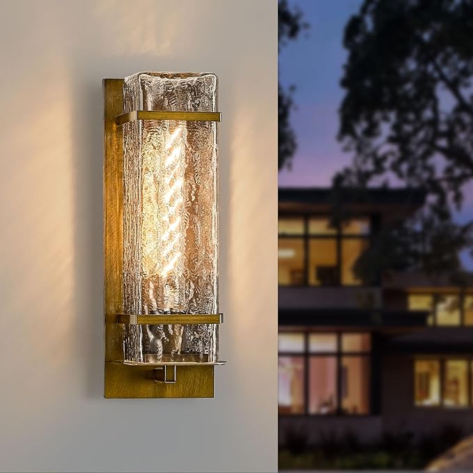 Outdoor Wall Light Vintage Gold Exterior Waterproof LanternsH13.4in Porch Sconces Wall Mounted Lighting with E26 Sockets for GarageDoorwayPatioFront Door