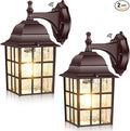 2-Pack Dusk to Dawn Outdoor Wall Light Waterproof Exterior Wall Lantern Lighting Fixtures with Photocell Sensor Brown Modern Outside Wall Sconce with E26 Base for House Porch Garage