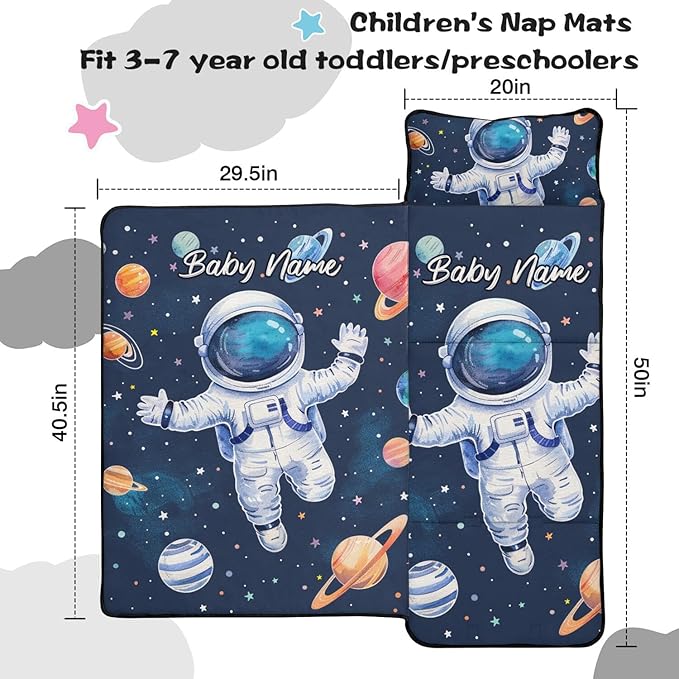 Toddler Sleeping Bag with Blanket &amp Pillow – Personalized Roll-Up Nap Mat with Custom Name for Kids