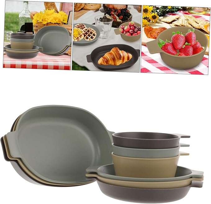 1 Set Outdoor Portable Dinnerware Lightweight Camping Plates Bowls for Picnics Bbqs and Hiking Stylish and Practical Dining for