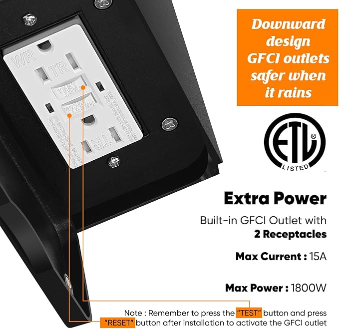Porch Lights with GFCI Outlet 2-Pack Motion Sensor Dusk to Dawn Waterproof Outdoor Lights 3 Modes Oil-Rubbed Bronze Exterior Light Fixtures Wall Mount Outside Wall Lanterns for Front Door House