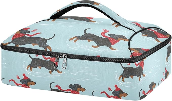 Casserole Carrier Loveliness Cute DogInsulated Casserole Carrier for Hot or Cold Food Thermal Lunch Tote for Potluck Parties Picnic Beach Fits 9 x 13 Inches Baking Dish