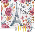 Waterproof Sandproof Beach Blanket 59''×68'' Paris Polyester Outdoor Picnic Blanket with 4 Stakes &amp Storage Bag for BeachCampingVacation White &amp Red