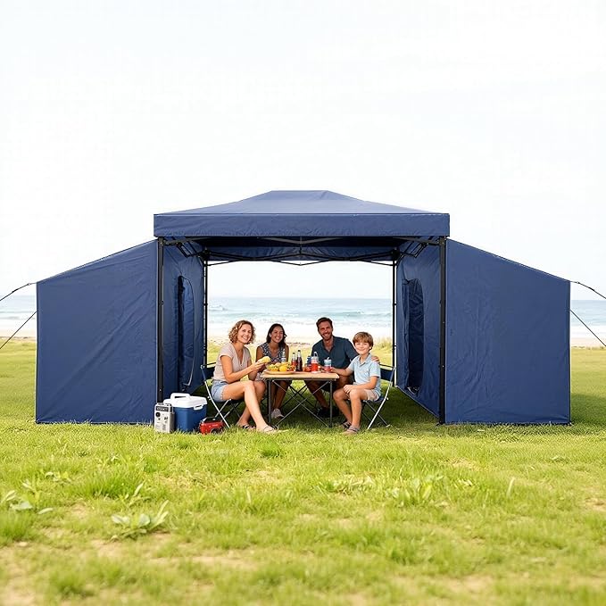 Camping Cube Side Tent for 10x10 Pop Up Canopy Waterproof Gazebo Room with Mesh Windows Easy Setup Canopy Side Tent for Family Camping Market Booth Backyard Use (Canopy Not Included)