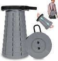 Upgraded Collapsible Stool 450LBS - Adjustable Height (2.5-18) Portable Telescoping Seat for Camping Hiking Indoor Office (Light Gray)