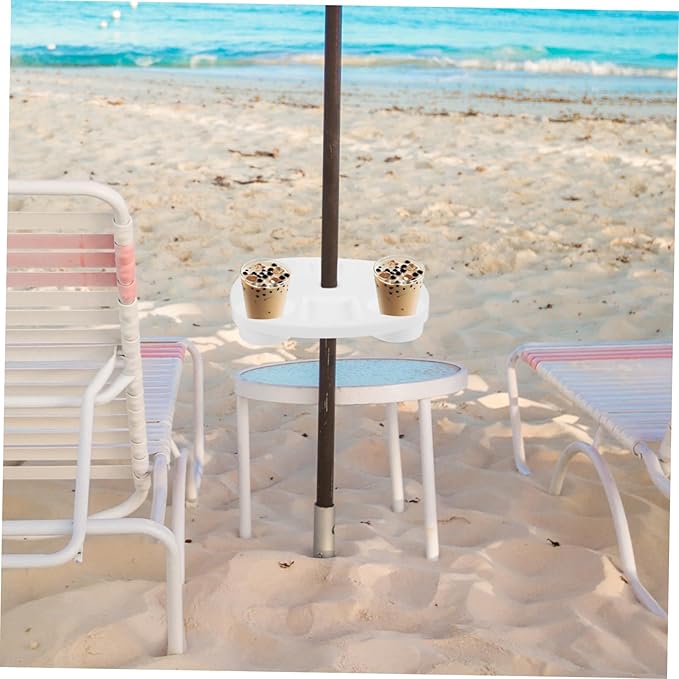 UPKOCH Umbrella Table Tray for Beach with Drink Holders Plastic Outdoor Umbrella Tray for Snacks and Beverages for Patio Use