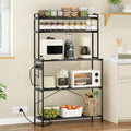 Large 5 Tier Bakers Rack with Electrical Outlets 39 Inch Microwave Stand Coffee Bar Kitchen Storage Shelf for Home Counter Space Organizer