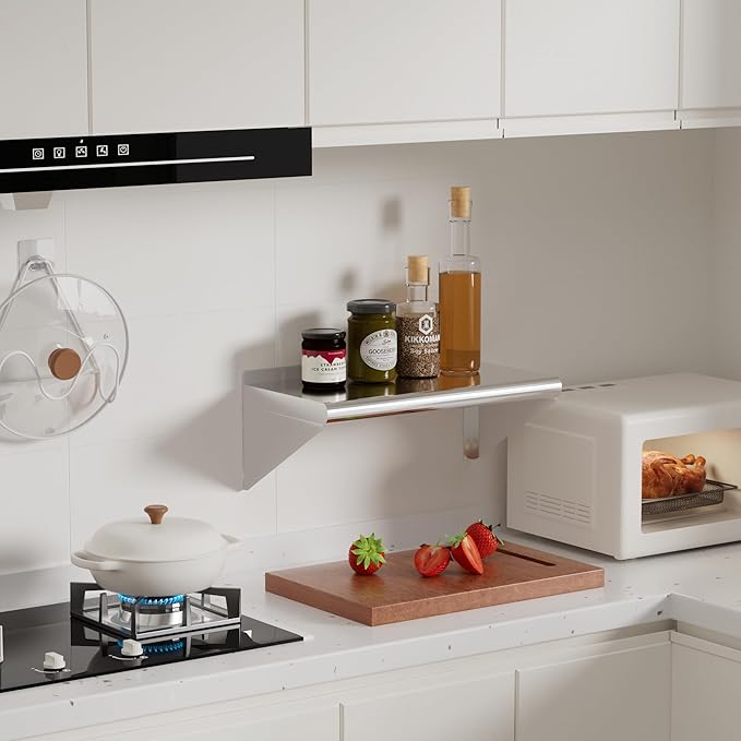 Stainless Steel Shelf 18 x 24 2 Pack NSF Wall Mounted Commercial Metal Shelving with Backsplash for Restaurant Utility Room Kitchen and Garage