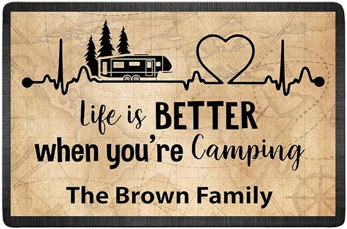 Personalized Home is Where We Park It Doormat - Custom Rv and Family Name Camping Door Mat RV Accessories for Inside 16 x 24 inches