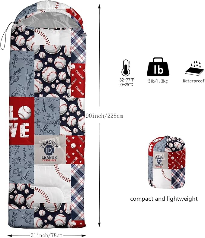Kids Sleeping Bag for Boys GirlsBohemian Cowboy Print-Lightweight Warm Portable Outdoor Indoor-Waterproof Cold Weather Resistant Sleeping Bag for Camping Hiking