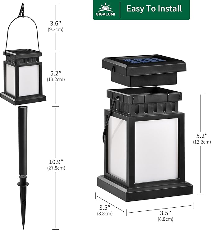 GIGALUMI Solar Lanterns Outdoor Waterproof 8 Pack Hanging Solar Lanterns for Outside Flame Effect Outdoor Lights for Pathway Garden Patio Lawn Porch Gazebo Tent Tree Yard(Flickering Lights)