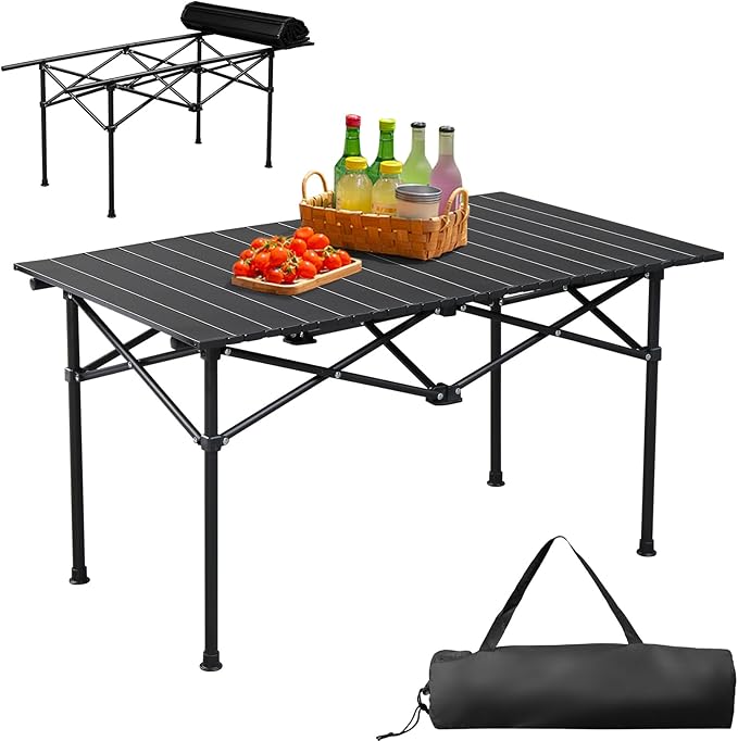 Outvita Beach Picnic Table Lightweight Roll Up Low Camping Table Portable Folding Table with Carrying Bag for Outdoor BBQ Sand Picnic Party Patio 47 Inches