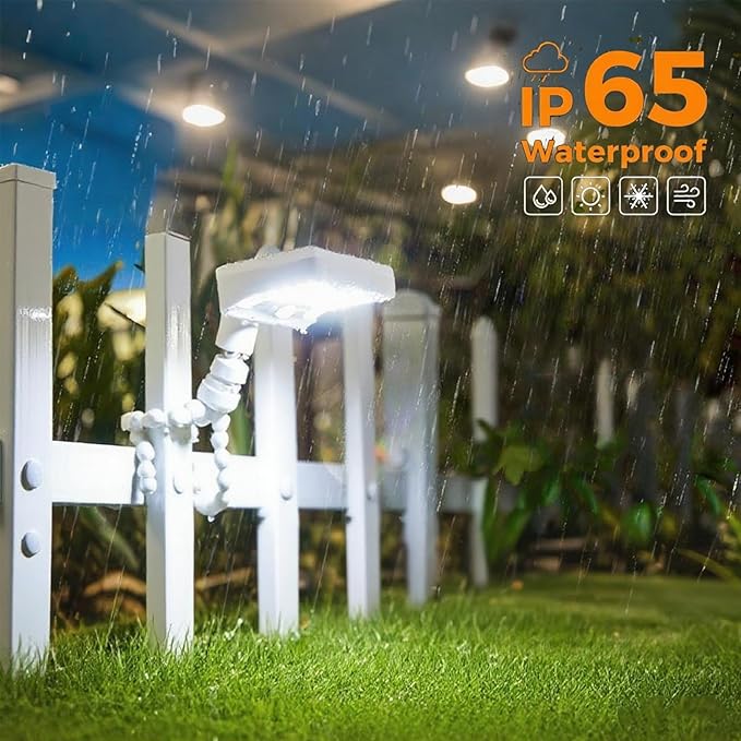 Motion Sensor Outdoor Lights with Flexible Octopus Tripod - 600LM Solar Sercurity Lights Waterproof Dual Charging Solar Ourdoor Light for CampingFence Patio (White-2pcs)