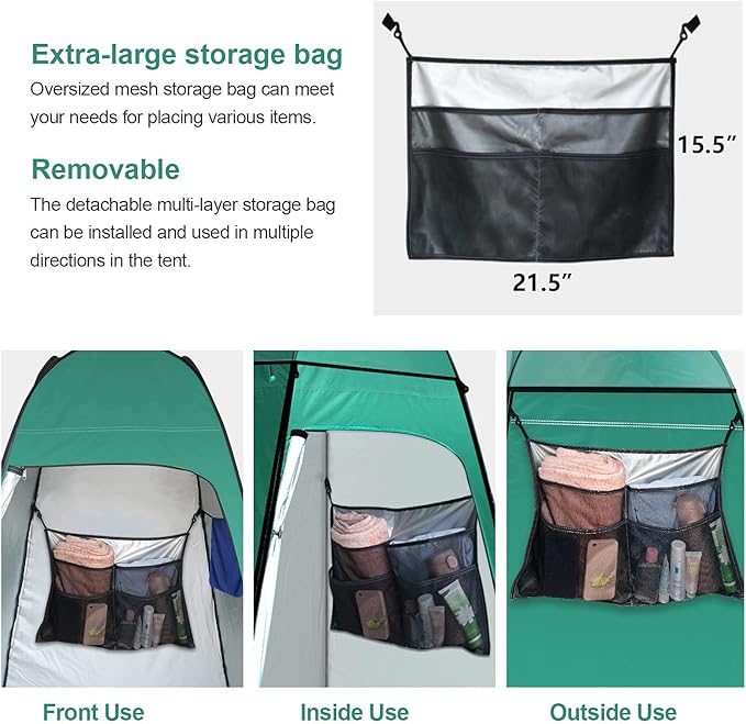 anngrowy Shower Tent Pop-Up Privacy Tent Camping Portable Toilet Tent Outdoor Camp Bathroom Changing Dressing Room Instant Privacy Shelters for Hiking Beach Picnic Fishing Potty Extra-Tall UPF 50+