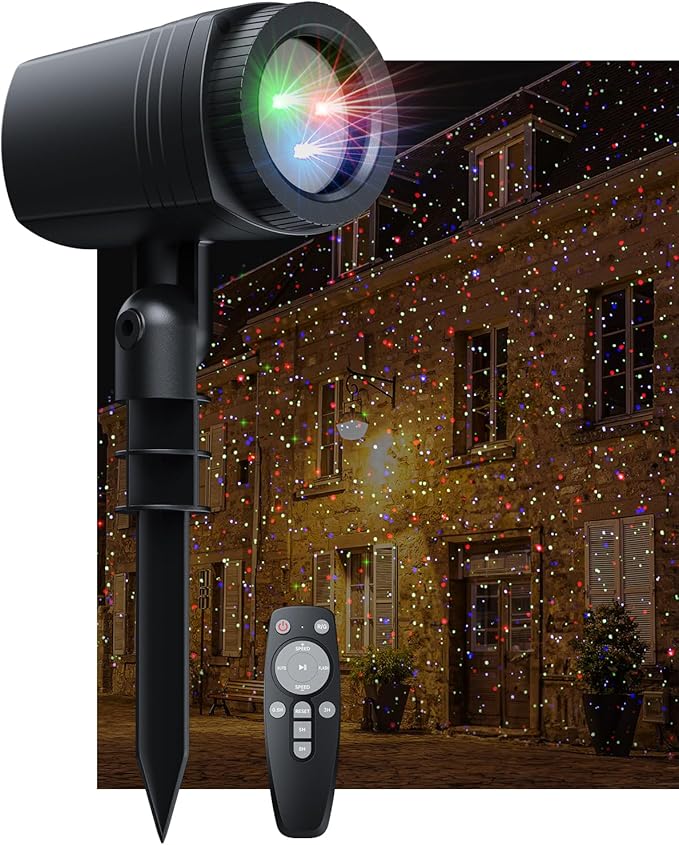 Christmas Laser Lights Outdoor RGB (Red Green Blue) Light Projector with RF Remote and Timer for Parties &amp Wedding Brighter Projection Lights for Christmas Holidays and Garden Decor