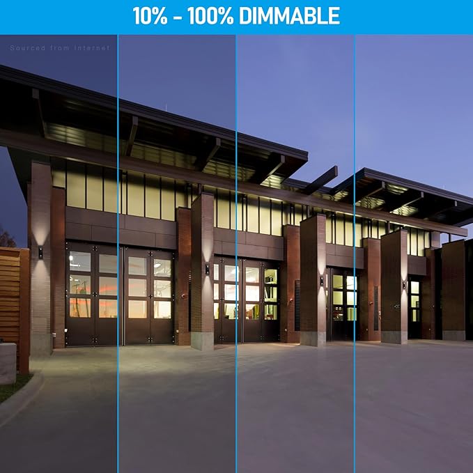 LEONLITE 5CCT Dimmable LED Up Down Wall Light 100-277V CRI 90+ IP65 Waterproof 10%-100% Dimmable for Commercial Outdoor 14 Inch Modern Porch Light 2200K/2700K/3000K/4000K/5000K Pack of 2