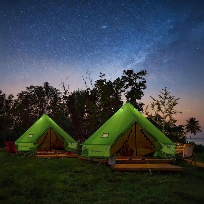Canvas Bell Yurt Tent with Stove Jack Waterproof Luxury 4 Season Tents for Family Outdoor Camping 100% Cotton Green Glamping Tents for Hunting Partie All Year Living