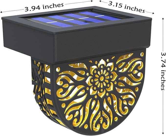 Solar Fence Lights 6 Pack Solar Deck Lights Waterproof LED Step Wall Outdoor Decorations Warm Yellow Decorative Lighting for Garden Backyard Yard Decor (Gold)