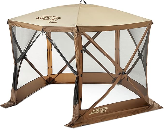 CLAM Pop Up Screen Tent Outdoor Camping Gazebo Canopy Venture 9' x 9' Brown