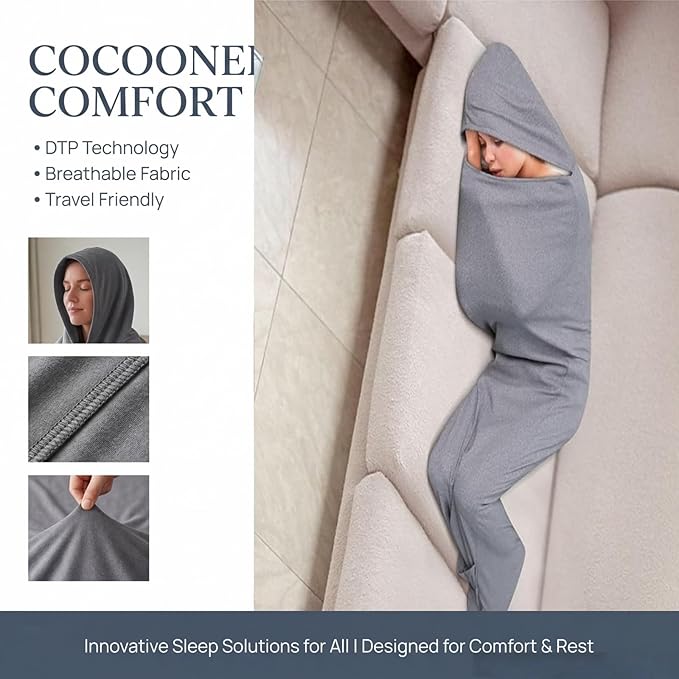 Wearable Sleep Pod Hug Blanket for AdultsPortable Sleeping Bag for Adults Perfect for Stress Relief and Better Sleep Soft and Breathable Fabric Machine Washable