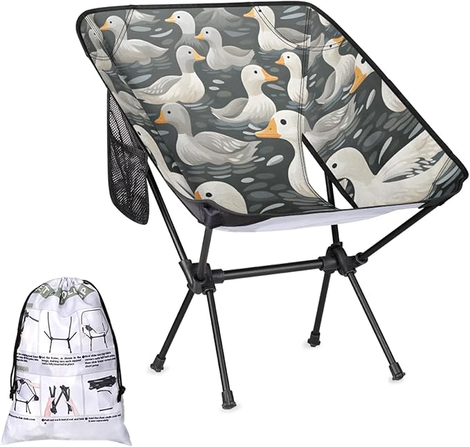 Honeybaby Folding Camping Chair Ducks Print Camping Chairs Lightweight Portable Chair Outdoor Foldable Chairs for Camping Travel Picnic Beach Hiking