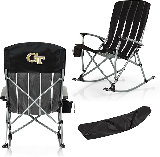 Picnic TIME NCAA Unisex-Adult NCAA Outdoor Rocking Camp Chair XL Heavy Duty Camping Chair for Adults