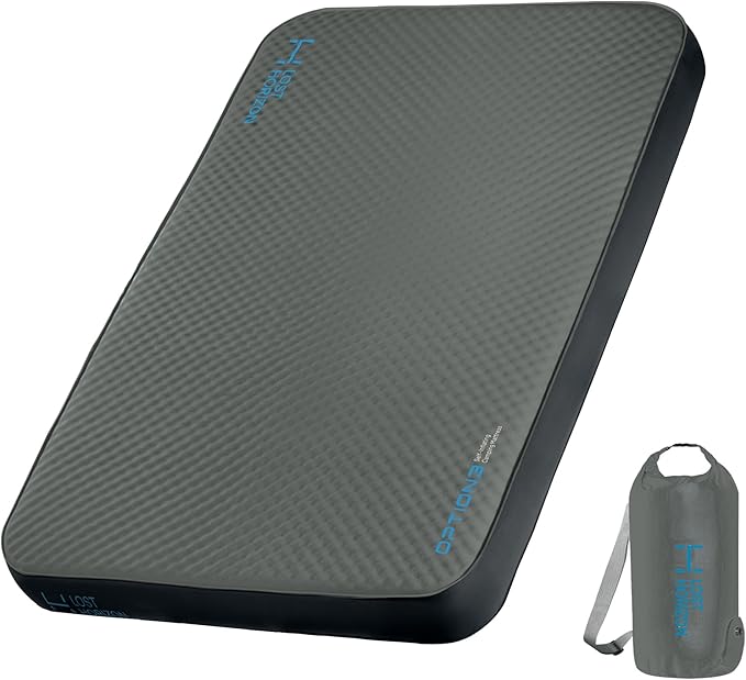 LOSTHORIZON Air &amp Foam Camping Mattress Self-Inflating Sleeping Pad 4.5 Thick with Air Pump Queen Gray