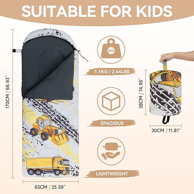 Kids Sleeping Bag for Camping - Lightweight 3 Season Backpacking Sleeping Bag Compact Child Sleeping Bag for Girls and Boys Waterproof Youth Sleeping Bag for Outdoor by Croosseoutdoors