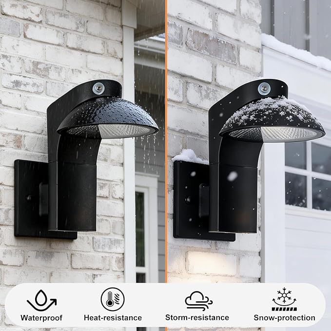 Dusk to Dawn Outdoor Lighting Fixtures 350-Degree Rotating Lamp Head Exterior Front Porch Light Waterproof Wall Lantern Dimmable Outdoor Light Fixture 3000k for House GarageDoorway