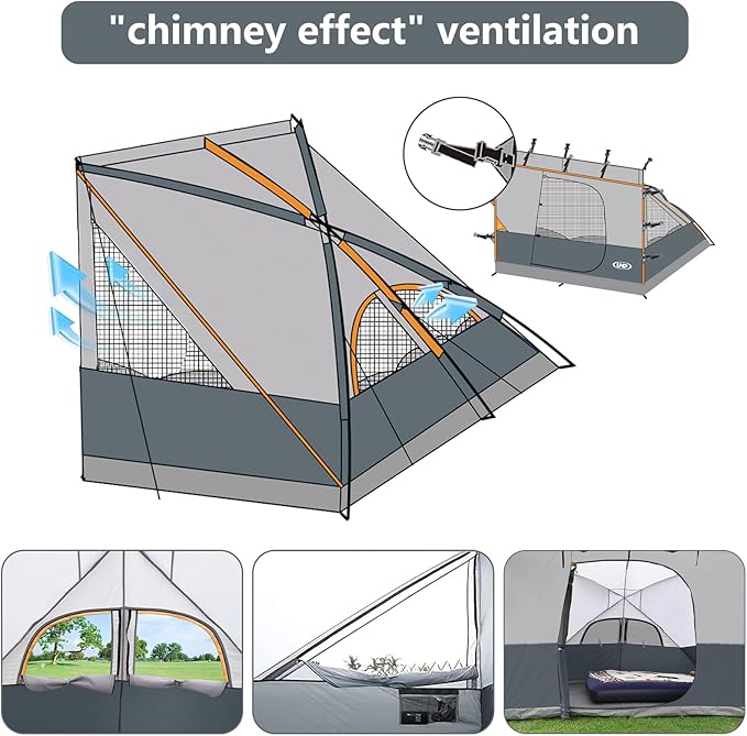 UNP Camping Canopy - Inner Tent - Side Tents - SUV Camping Cube for 10' x 10' Pop Up Canopies (Canopy Pole/Shelter NOT Included) (Grey-Side Tent)