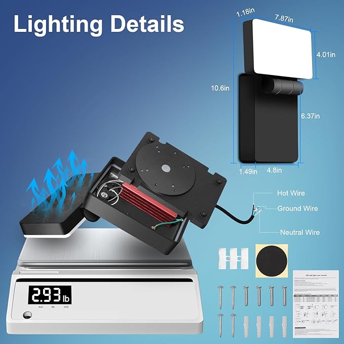 ledmo 60W LED Outdoor Wall Light Switch Control 350° Horizontal/180° Vertical LED Exterior Wall Lights Modern Neighbor Friendly Adjustable Exterior Flood Lighting 5000k for Upper Areas Yard Porch