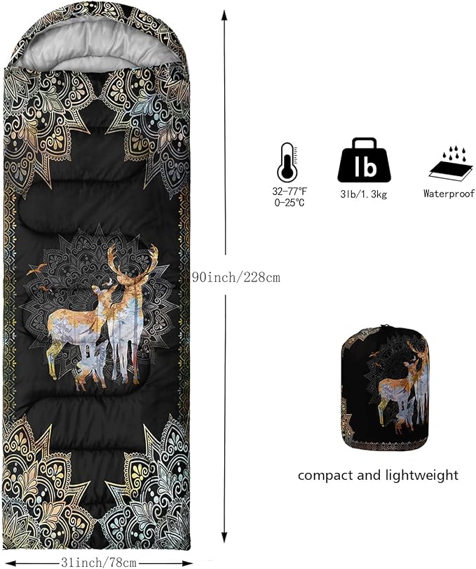 CVHOUSE Camping Sleeping Bags3 Season Warm &amp Cool WeatherLightweightWaterproof Sleeping Bags for Adults &amp KidsTravelingand OutdoorsCamping Gear Equipment