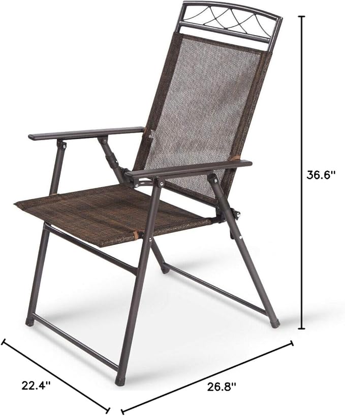 SPSUPE Set of 4 Outdoor Patio Folding Chairs Steel Camping Chairs Ideal for Deck Garden Pool Backyard Coffee