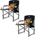TIMBER RIDGE Aluminum Oversized Camping Chair Lightweight Portable Directors Chair with Side Table Detachable Side Pocket for Outdoor Camping Lawn Picnic Support 400lbs Black 2 Pack