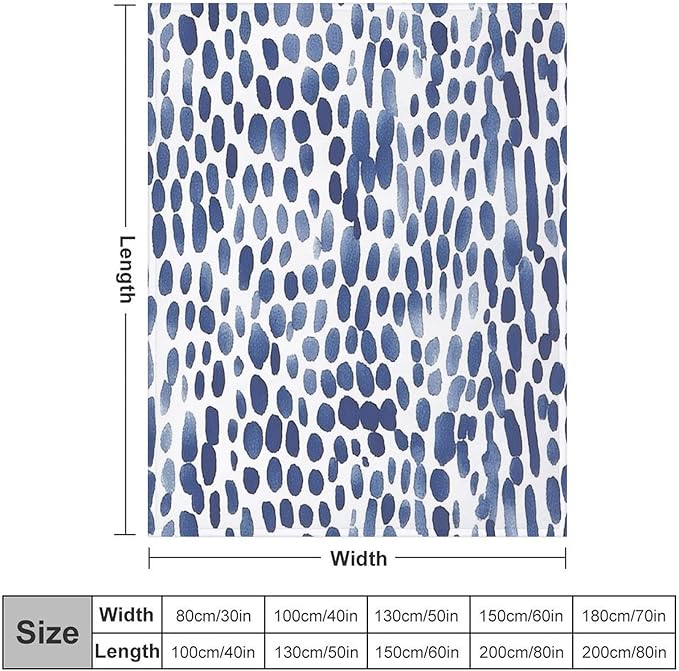 ArogGeld Watercolor Indigo Cheetah Print Soft Luxury Flannel Blanket Blue and White Animal Print Leopard Fluffy Lightweight Blanket for Living Room and Bedroom 70x80in Birthday Gift to Grandparents
