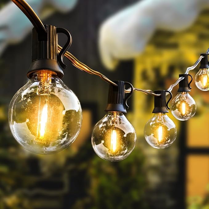 Vocevos Outdoor String Lights 200FT 2-Pack LED Outside Waterproof Patio Lights Backyard Heavy-Duty Shatterproof Plastic G40 Bulbs 0.6W Efficient Connectable Globe Light Decor Yard Café Exterior