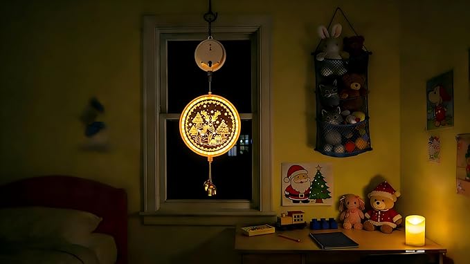 Solar Reindeer Light - Outdoor/Indoor Christmas Decoration with Carved Design Auto On/Off USB Backup for Window Garden Patio