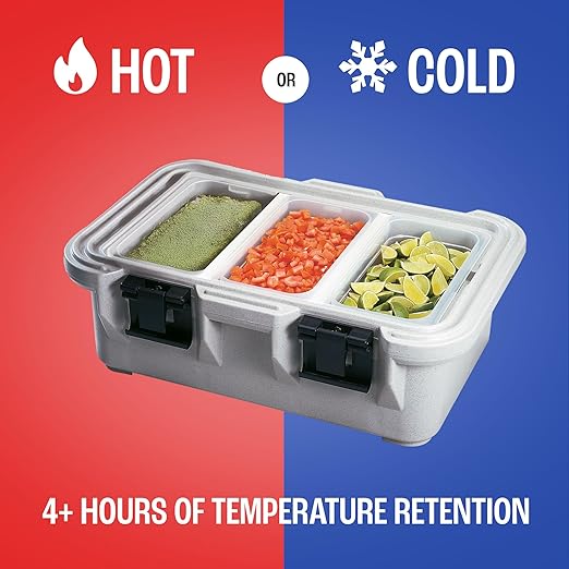 Cambro Insulated Food Pan Carrier - 6 Inch Deep Hotbox and Food Warmer for Catering &amp Transport - Top Load S-Series (Gray)