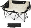 Elevon Camping Chair Oversized Loveseat Double 2 Person Outdoor Chair with Arms Cup Holder and Carry Bag Heavy-Duty Collapsible Chair for OutsideBlack/White
