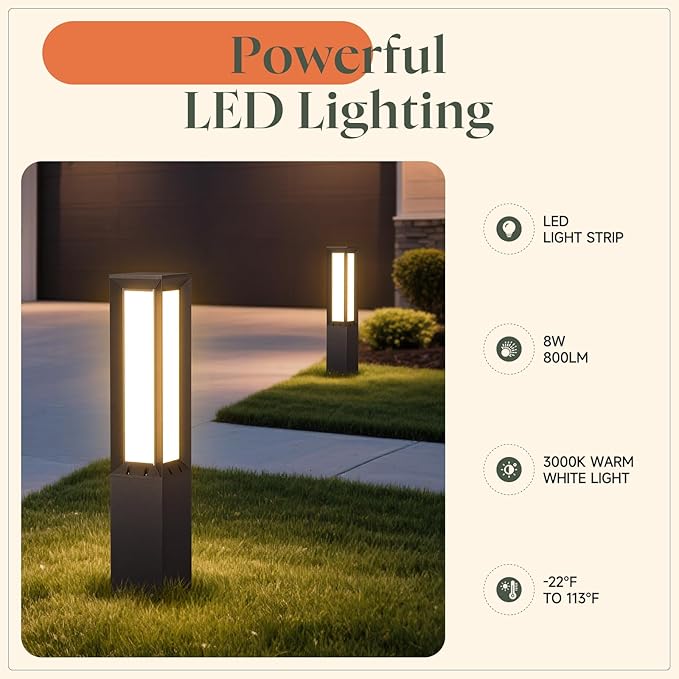 Outdoor Pathway Lights Wired 31.5 Tall Landscape Path Lights AC 100-240V Aluminum Bollard Light IP65 Waterproof Driveway Light 3000K LED Patio Pathway Lighting for Commercial Walkway Lawn