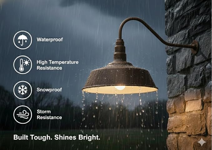 AGB101-AS18-DBZ Gooseneck Barn Light - BDARK Bronze Outdoor Dome with Incandescent Downlight | Wall-Mount Fixture for Patios Gardens Pathways and Large Outdoor Living Spaces