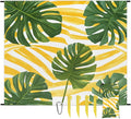 Waterproof Sandproof Beach Blanket 59''×68'' Watercolor Tropical Leaves Polyester Outdoor Picnic Blanket with 4 Stakes &amp Storage Bag for BeachCampingVacation
