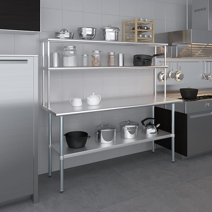 AmGood Double OverShelf Stainless Steel NSF - Many (72 Long x 12 Deep)