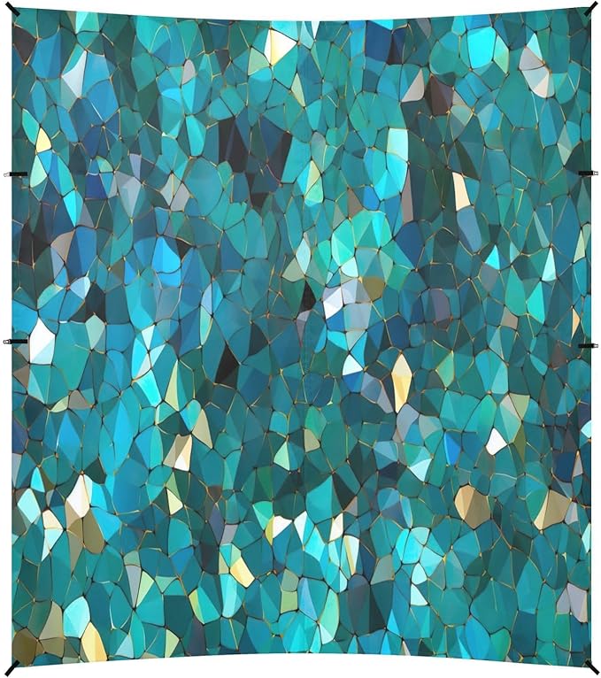 Rainbow Mosaic Textured Beach Tent Sun Shelter 9.2' x 10.5' Beach Canopy with 4 Sandbags 4 Stability Poles Sand Shovels - Tent Canopy for Beach Camping Fishing Picnics