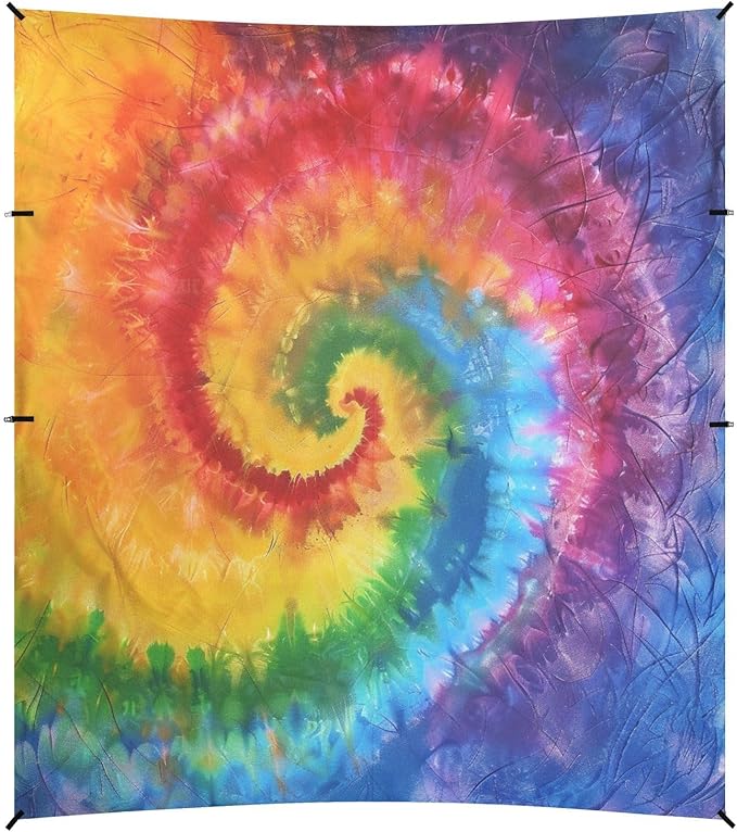 ALAZA Swirl Tie Dye Rainbow Color Beach Tent Sun Shelter UPF50+ Protection Beach Shade Canopy w/ 4 Sandbags for Outdoor Camping Fishing Backyard Fun Picnic 10x9 ft